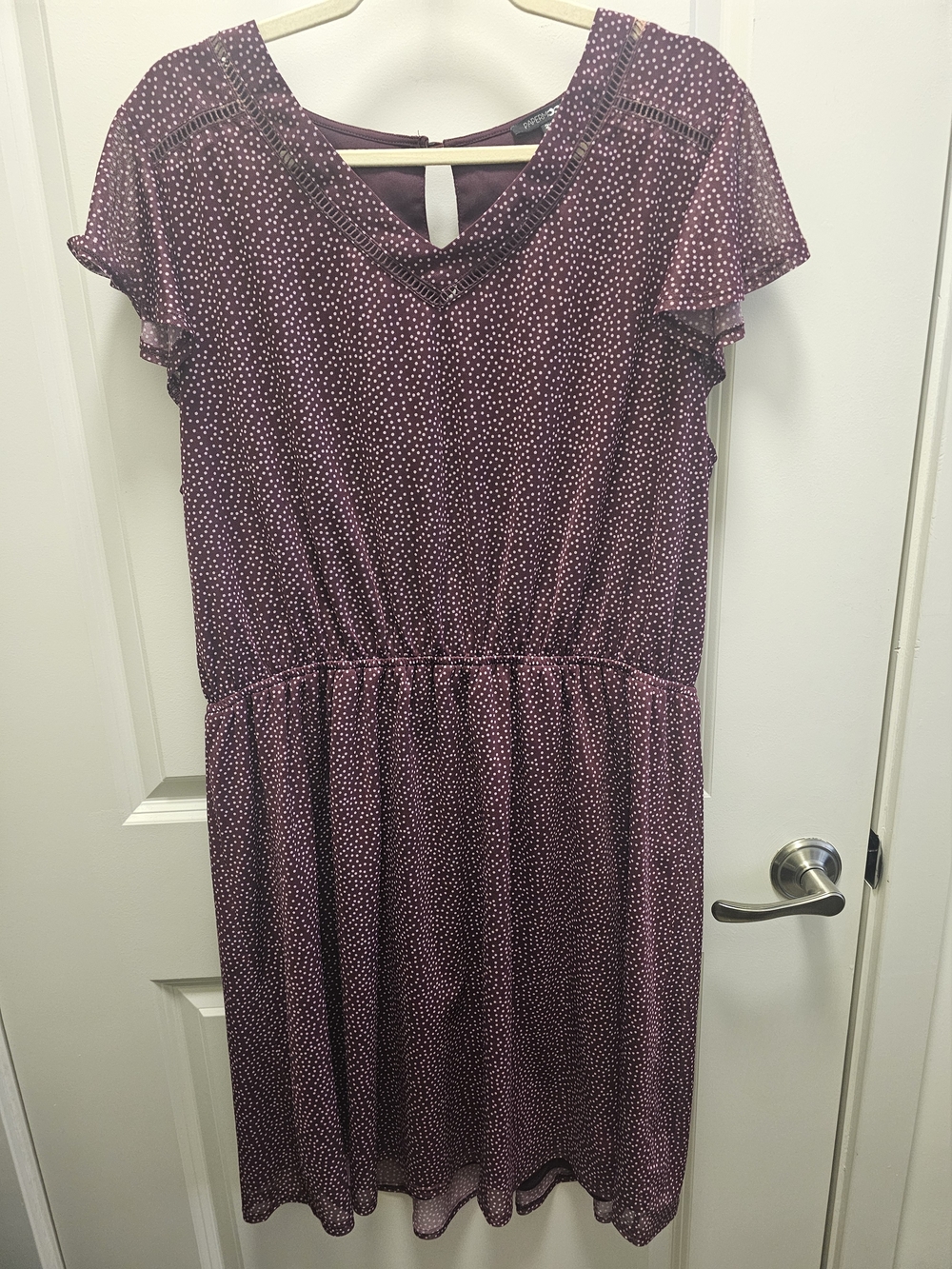 Papermoon Plum Dot V-Neck Midi Dress